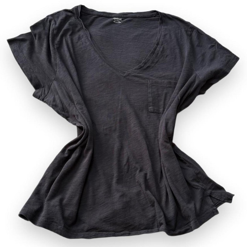 Madewell Black V Neck Tee, Women's Size XXL